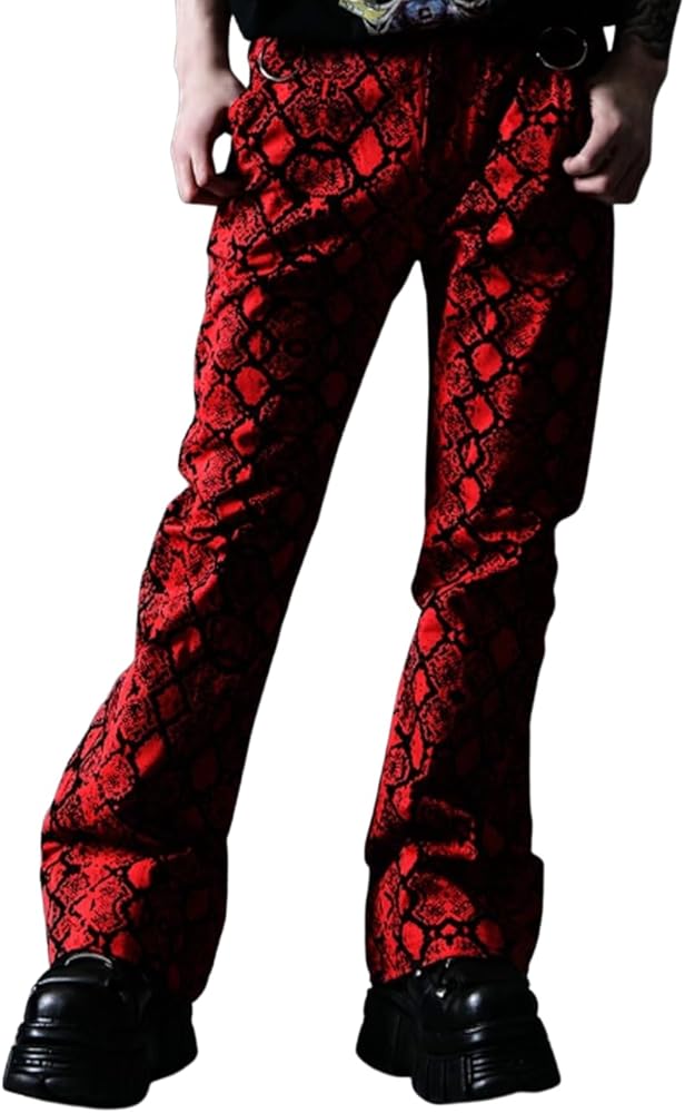 Amazon | [ALTER VENOMV] パイソンフレアパンツ メンズ 蛇柄